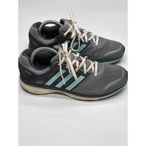 Adidas Glide Boost Women Running Shoes Gray Aqua Low Top Lace Up Sneakers size 9